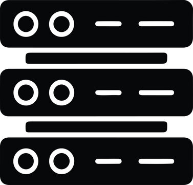 Black network server icon on flat design