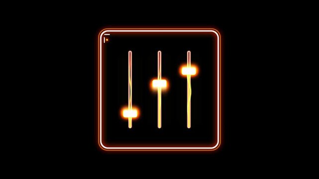 Glowing neon slider animation showing adjustable audio levels in motion 