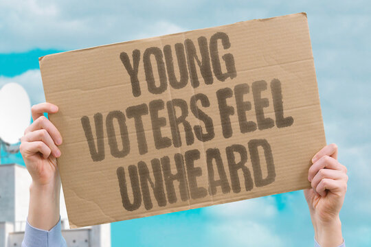 "Young voters feel unheard" Younger generations report disconnection from political processes. YOUTH. ENGAGEMENT. ALIENATION. PARTICIPATION.