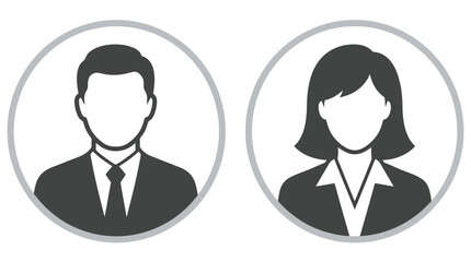 Fototapeta premium Set of business user icons, male and female avatar profile pictures, professional corporate employees, flat vector illustration