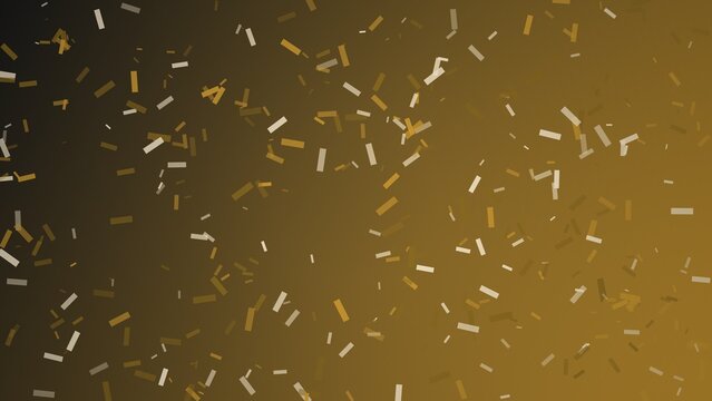 Abstract background, with floating golden, rectangular confetti particles, against a dark, brown gradient backdrop, for festive celebration themes