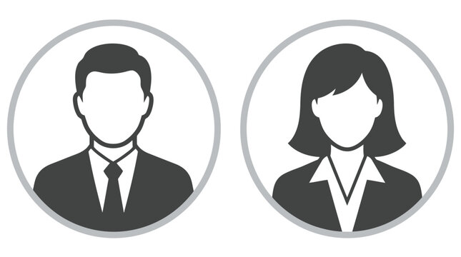 Set of business user icons, male and female avatar profile pictures, professional corporate employees, flat vector illustration