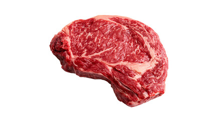 Fototapeta premium Isolated raw beef ribeye steak, premium cut with rich marbling, ready for cooking