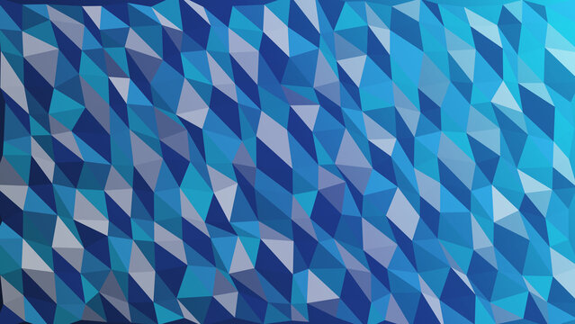Abstract background, featuring a geometric, pattern of blue, and white triangles, creating a low-poly, style surface with, varying shades of, blue color