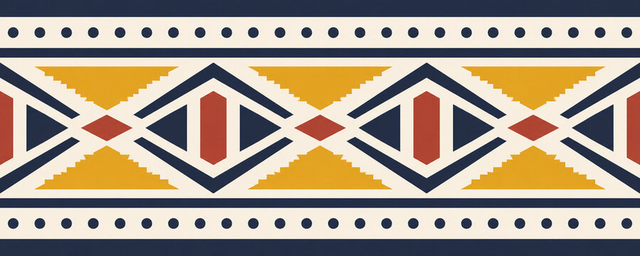 Geometric Tribal Pattern Border with Diamonds and Triangles