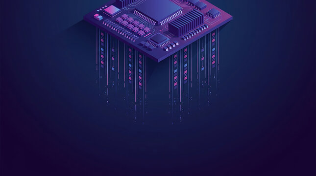 CPU Microchip Processor with Digital Data Stream Background