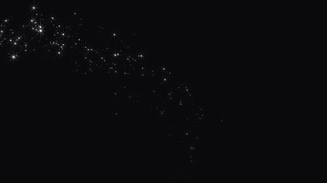 Glowing sparkle stars line animation,stars line effect on black screen,twinkling glowing particles,shimmering transition overlay, lchroma key mosion 4k, star path