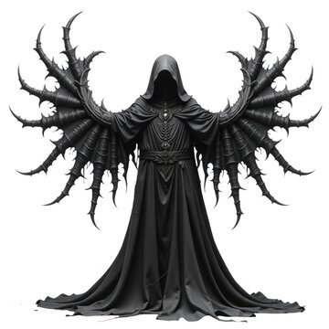 A person wearing a black robe is photographed in monochrome