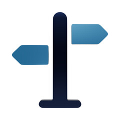 Directional signpost icon symbol for navigation and wayfinding concepts featuring smooth blue gradient 3D isolated on a transparent background © Nemynushchyi