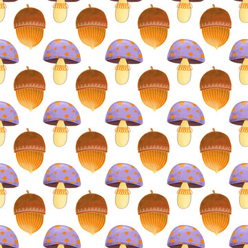 Halloween seamless pattern design with transparent background. Hand-drawn style.
