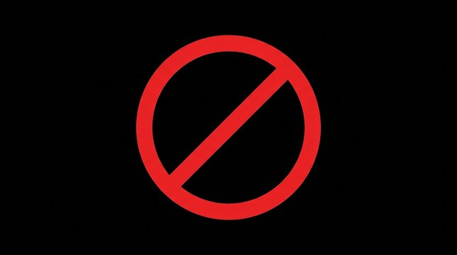 Prohibition icon representing no access for unauthorised persons on a black background.