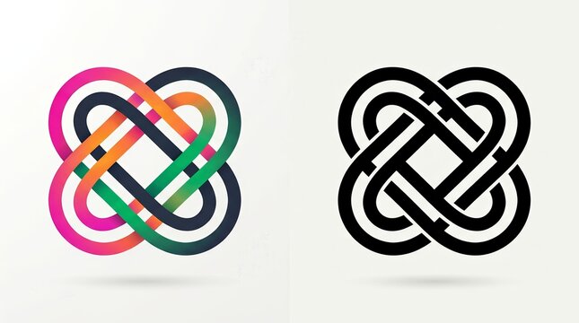 Modern logotype depicting partner interaction and a merge of influence.