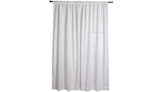 Single white fabric window curtain interior decoration isolated on transparent background