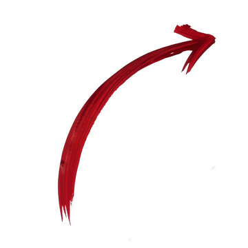 A hand drawn red arrow sign curved in an arch shape pointing to the upper right side for design elements