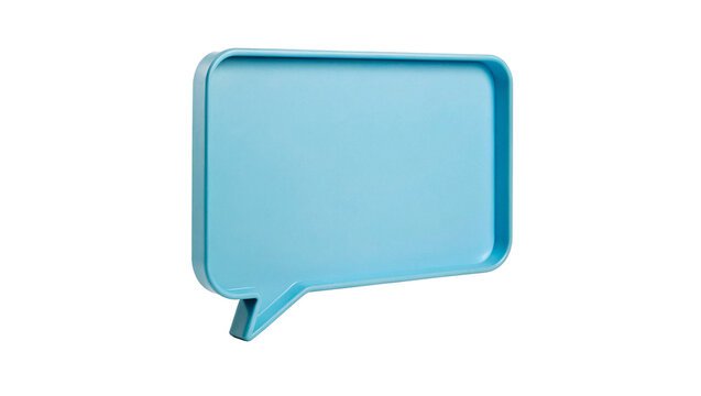Blue plastic speech bubble message icon isolated on transparent background