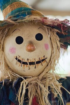 A man in a plaid shirt and a scary mask, suitable for Halloween or horror-themed imagery. vertical frame