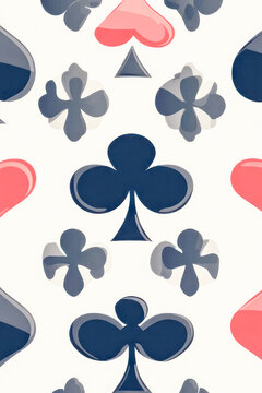 A close-up shot of a card game pattern featuring hearts and spades. vertical frame