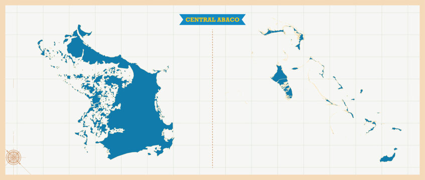 A Map Highlighting Central Abaco in The Bahamas, Modern Administrative Map with Colorful High-Detail Vector Design and Geographic Boundaries