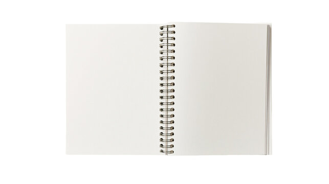Isolated open spiral notebook with clean blank pages for your design or message