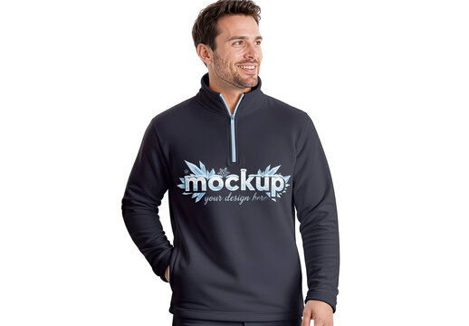 Halfzip Fleece Studio Mockup