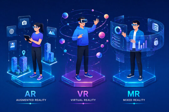 Augmented Virtual Mixed Reality Digital Technology Experience