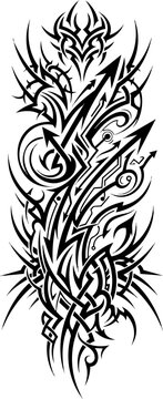 Tribal tattoo sleeve vector art, black abstract maori pattern, aggressive celtic knot design for arm and leg body art