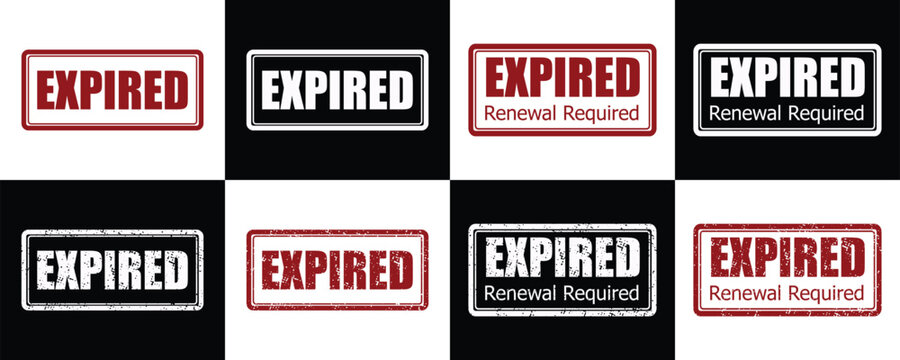 Expired rubber stamp collection vector illustration set
