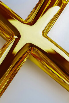 A gold letter X isolated on a white background. vertical frame