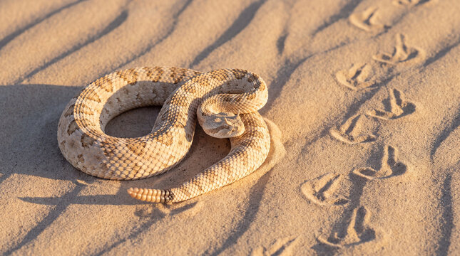 Sidewinder Rattlesnake in Natural Desert Sand Habitat