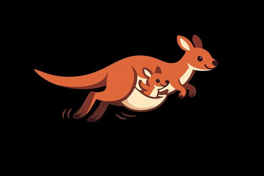 A kangaroo carrying its young one in its cozy pouch