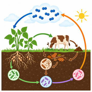 Nitrogen cycle diagram with fixation nitrification and denitrification