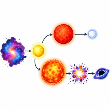 Star life cycle diagram from nebula to white dwarf black hole and supernova