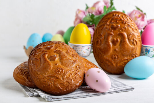 Easter stamped (pryanik) gingerbread close up.