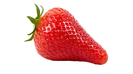 Isolated ripe red strawberry with green leaves, fresh and vibrant fruit, delicious snack © Vincent