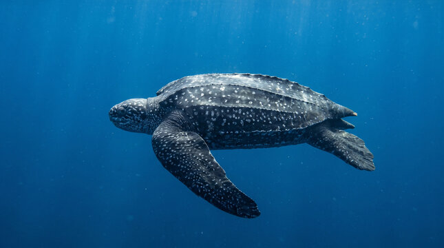 Leatherback Sea Turtle in Natural Open Ocean Habitat
