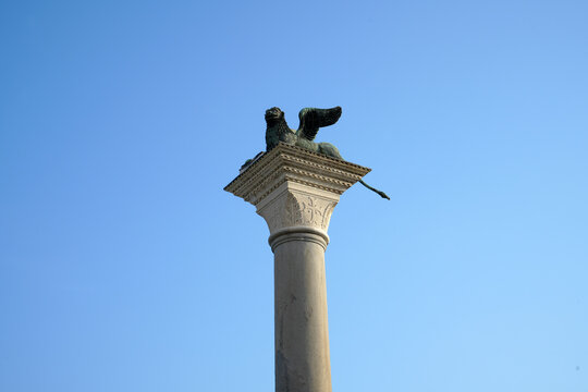 Venice, Italy, Lion of San Marco agains blue sky