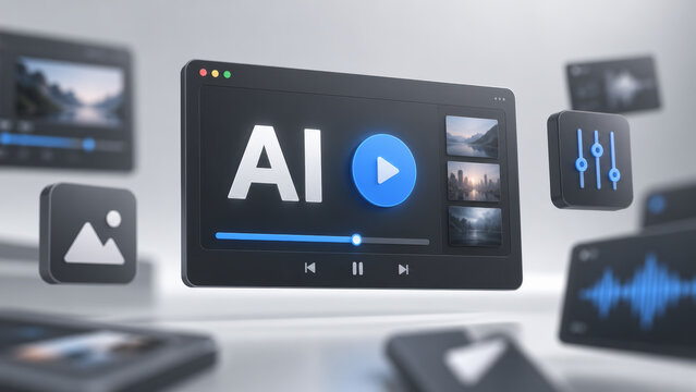AI video generation concept showing content creation with artificial intelligence models.