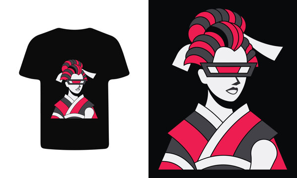 Stylized portrait of a woman with traditional hairstyle is a vector illustration