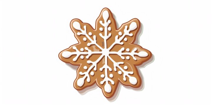 Gingerbread snowflake cookie with white icing decoration