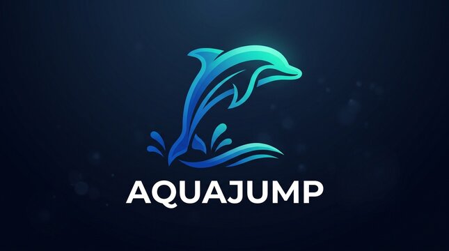 Abstract dolphin icon with gradient blue tones and accompanying wordmark