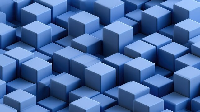 Soft cubes form a blue geometric surface that creates a clean pattern suitable for modern design or technology backgrounds.