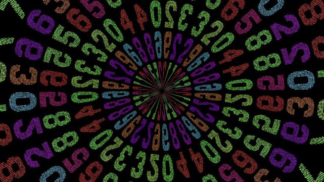 tunnel pattern made with changing digital numbers 
