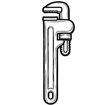 Pipe Wrench Plumbing Tool Adjustable Spanner Monkey Wrench Hand Tool Repair Equipment Construction Hardware Mechanic Instrument Plumbing Service Illustration
