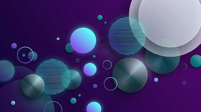 Abstract background featuring floating spheres with blue neon light lines and metallic textures