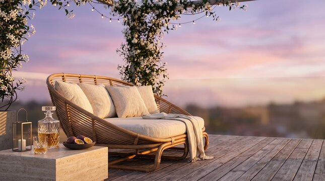 Quiet rooftop nightcap beneath a magenta summer sky