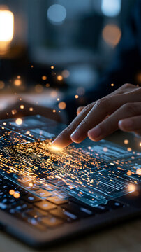 Bright intelligent document processing software interface machine learning and optical character recognition technology automated data extraction concept glowing digital