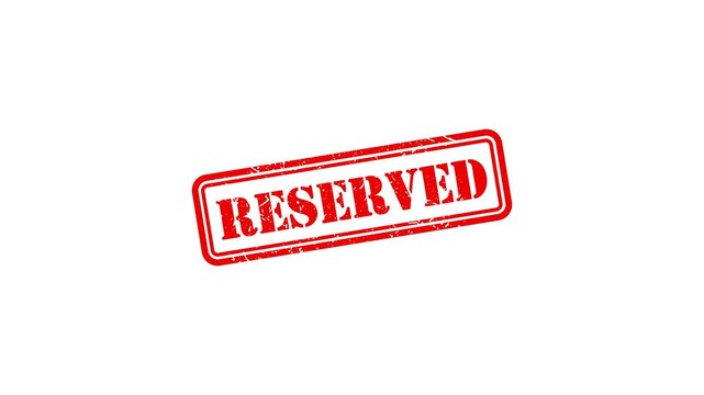 Red reserved rubber stamp impression on white background, grunge text effect for business and booking concepts