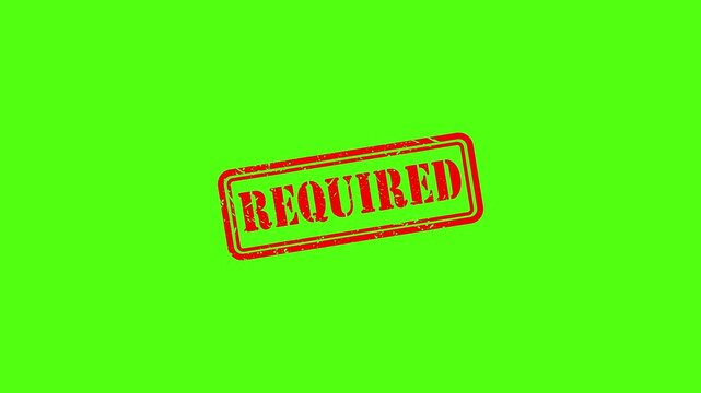 Red rubber stamp impression with required text isolated on green screen background, for motion red stamp