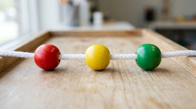 Brock string vision therapy tool with colorful beads for eye coordination and focus training.