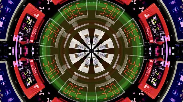 tunnel pattern made with clocks and digital numbers 